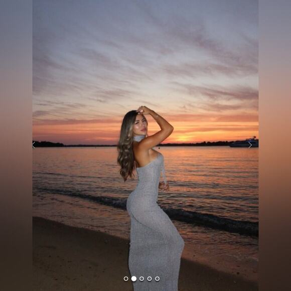 Aya Muse Caspi Halter Sheer Dress In Fog Grey NWT - Picture 2 of 11